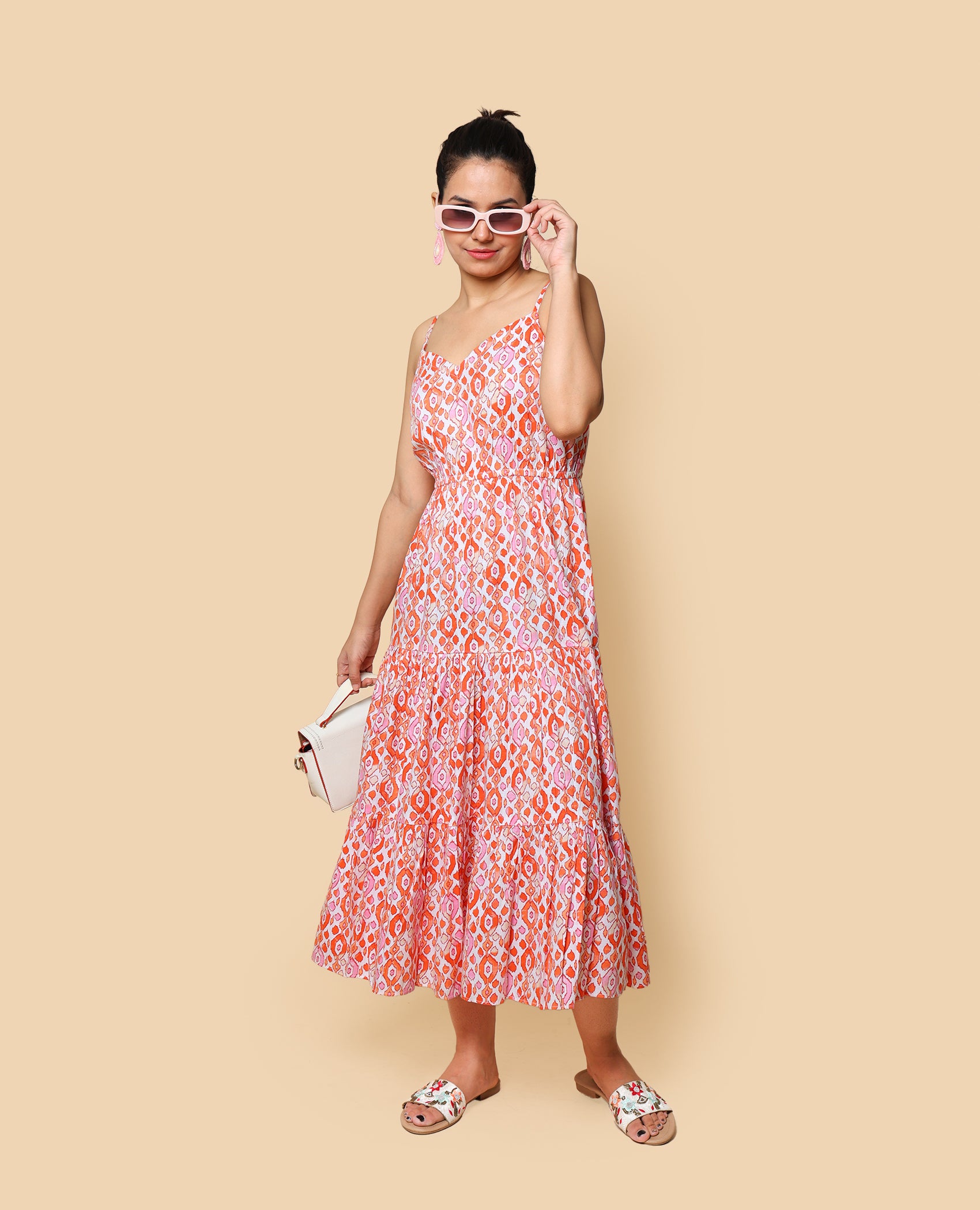 Kellpar Orange Tiered Dress