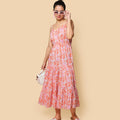 Kellpar Orange Tiered Dress