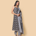 Kellpar  Cotton Frock Style Kurti with Pant and Dupatta Set