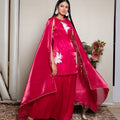 Kellpar Stunning Fuchsia Pink Patch Sharara Suit with Dupatta