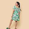 Kellpar Green Floral Front Pleated Dress