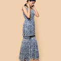 Kellpar  Blue Chiffon Sharara Set