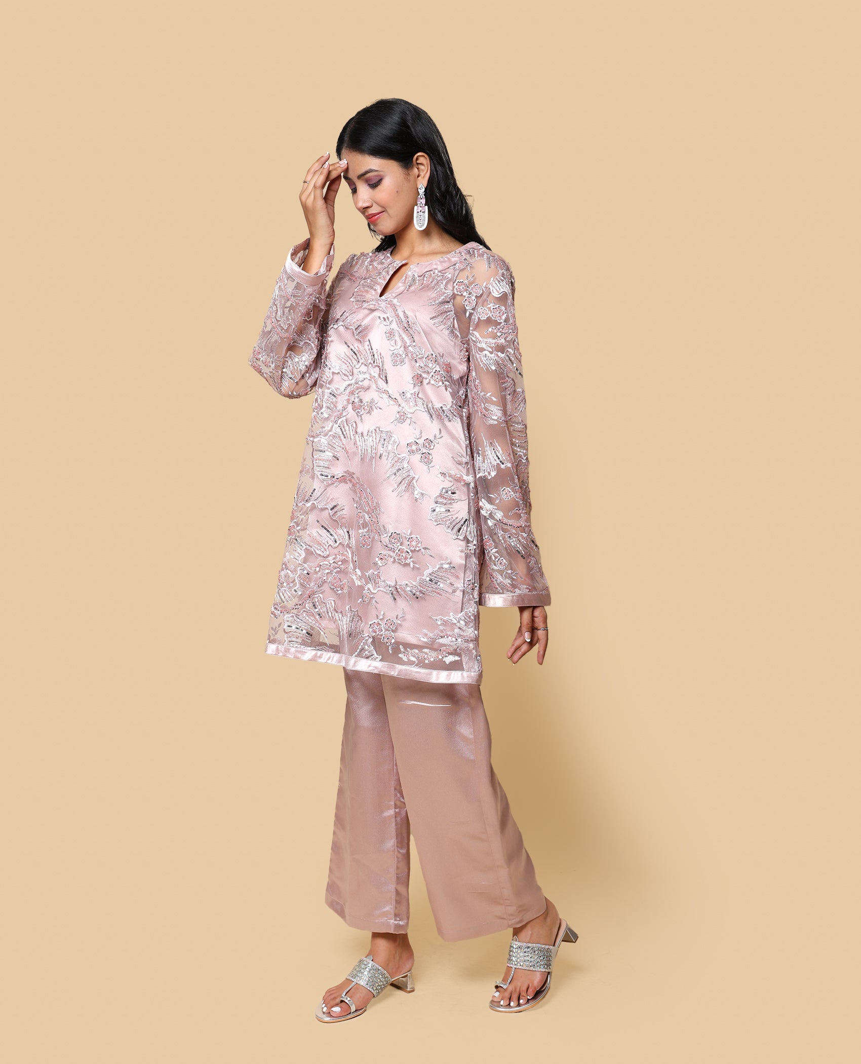 Kellpar Sequins Embroidery Kurta and Trouser