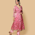 Kellpar  Pink Floral Kali Kurti with Pant