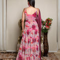 Kellpar Strap Floral Gown With Dupatta