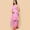 Kellpar Pink Chiffon High Slit Kurti Set