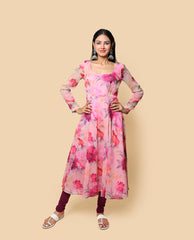 Kellpar Frock Style Floral Kurti with Churidar