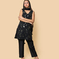 Kellpar  Sequins Embroidery Black Kurti Set