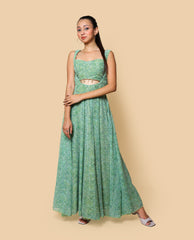 Kellpar Green Gown with Tube Blouse