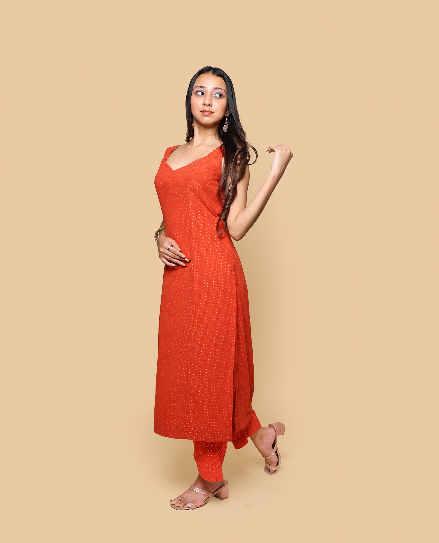 Kellpar  Orange Kurti with Trouser