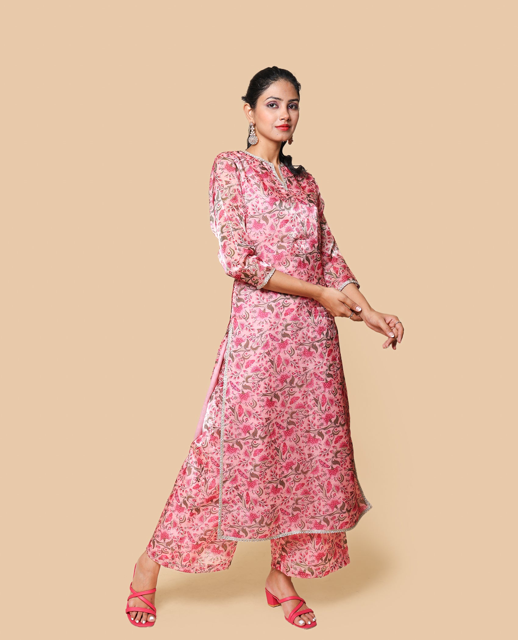 Kellpar  Floral Long Kurti with Trouser