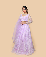 Kellpar  Purple Lehenga Set with Embroidery and Sequins