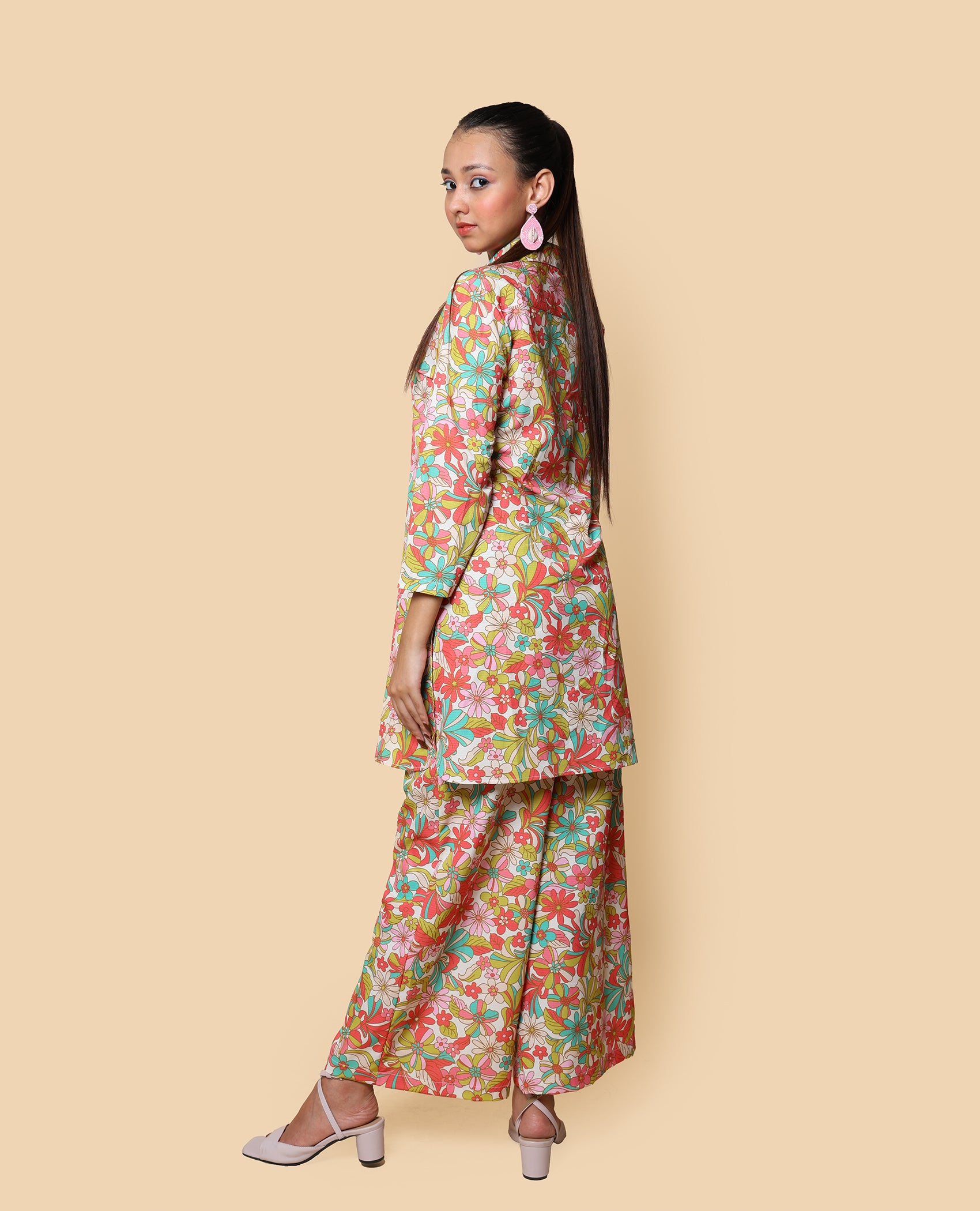 Kellpar Floral Collar Kurti with Trouser