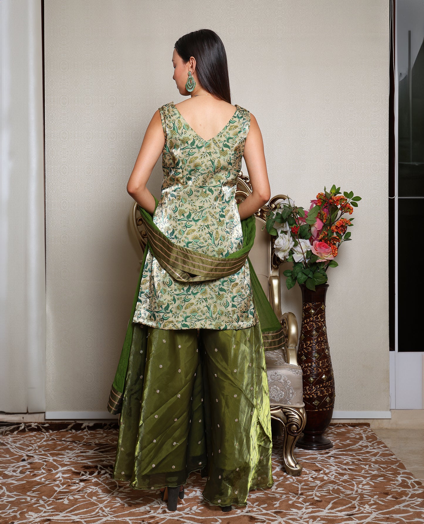 Kellpar Stunning Green Sharara Set with Dupatta