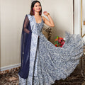 Kellpar Strap Navy Blue Gown With Dupatta