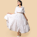 Kellpar Floral White Tiered Dress Without belt