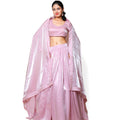 Kellpar  Shiny Pink Lehenga Set with Embroidery