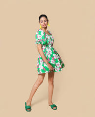 Kellpar Green floral midi dress