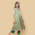 Kellpar  Green Floral Kali Kurti with Pant