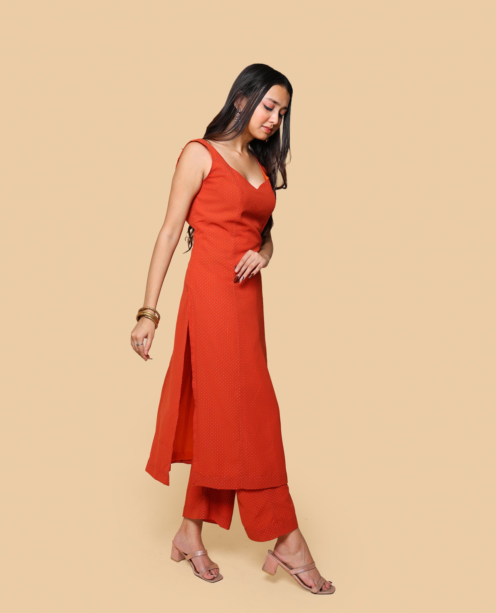 Kellpar  Orange Kurti with Trouser