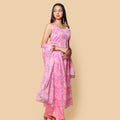 Kellpar Pink Chiffon High Slit Kurti Set