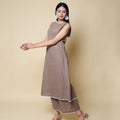 Kellpar Brown Cotton Kurti with Trousers