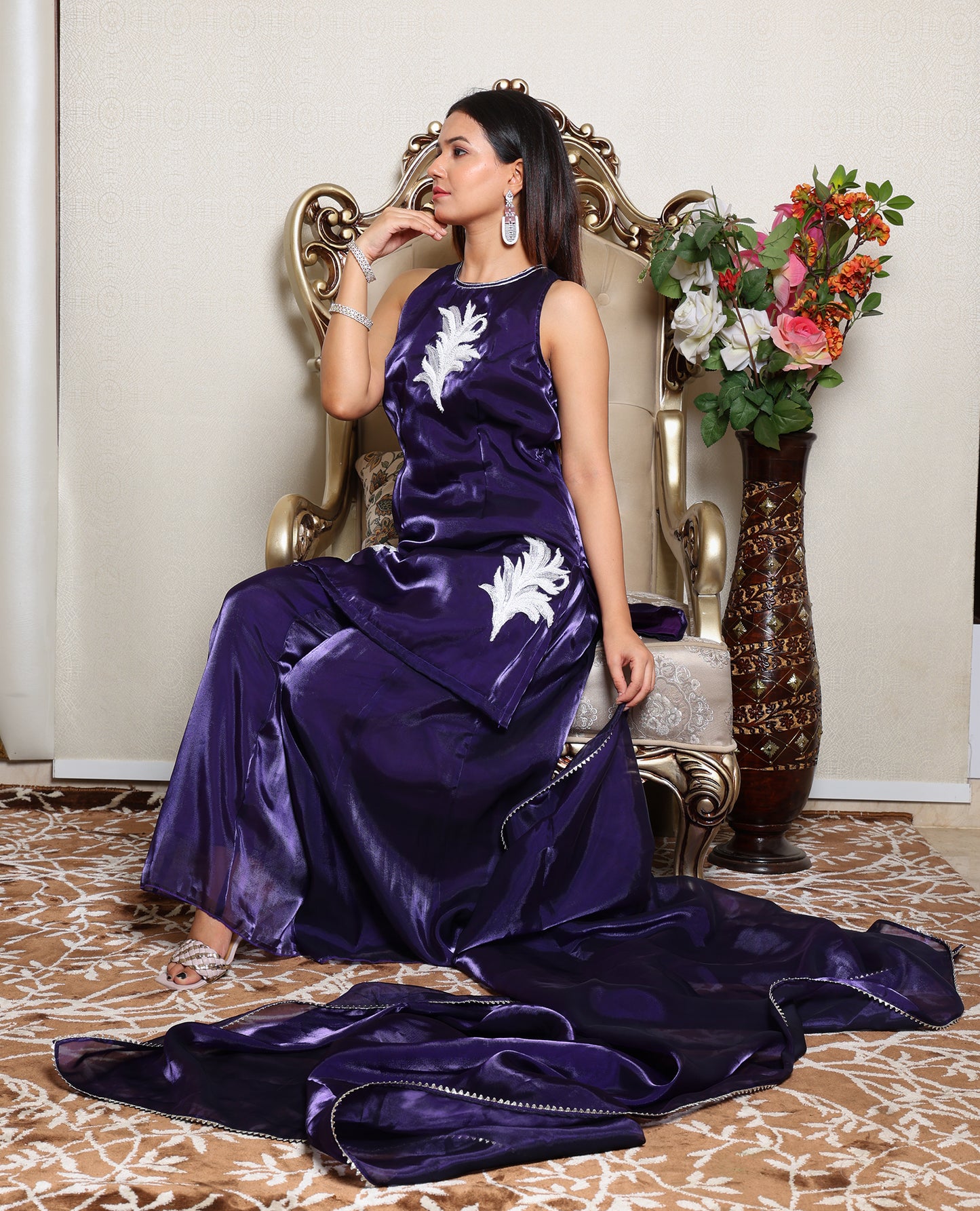 Kellpar Stunning Purple Patch Sharara Suit with Dupatta