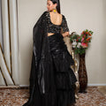 Kellpar Elegant Black Ruffle Saree