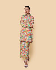 Kellpar Floral Collar Kurti with Trouser