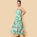 Kellpar Green floral Tiered Dress