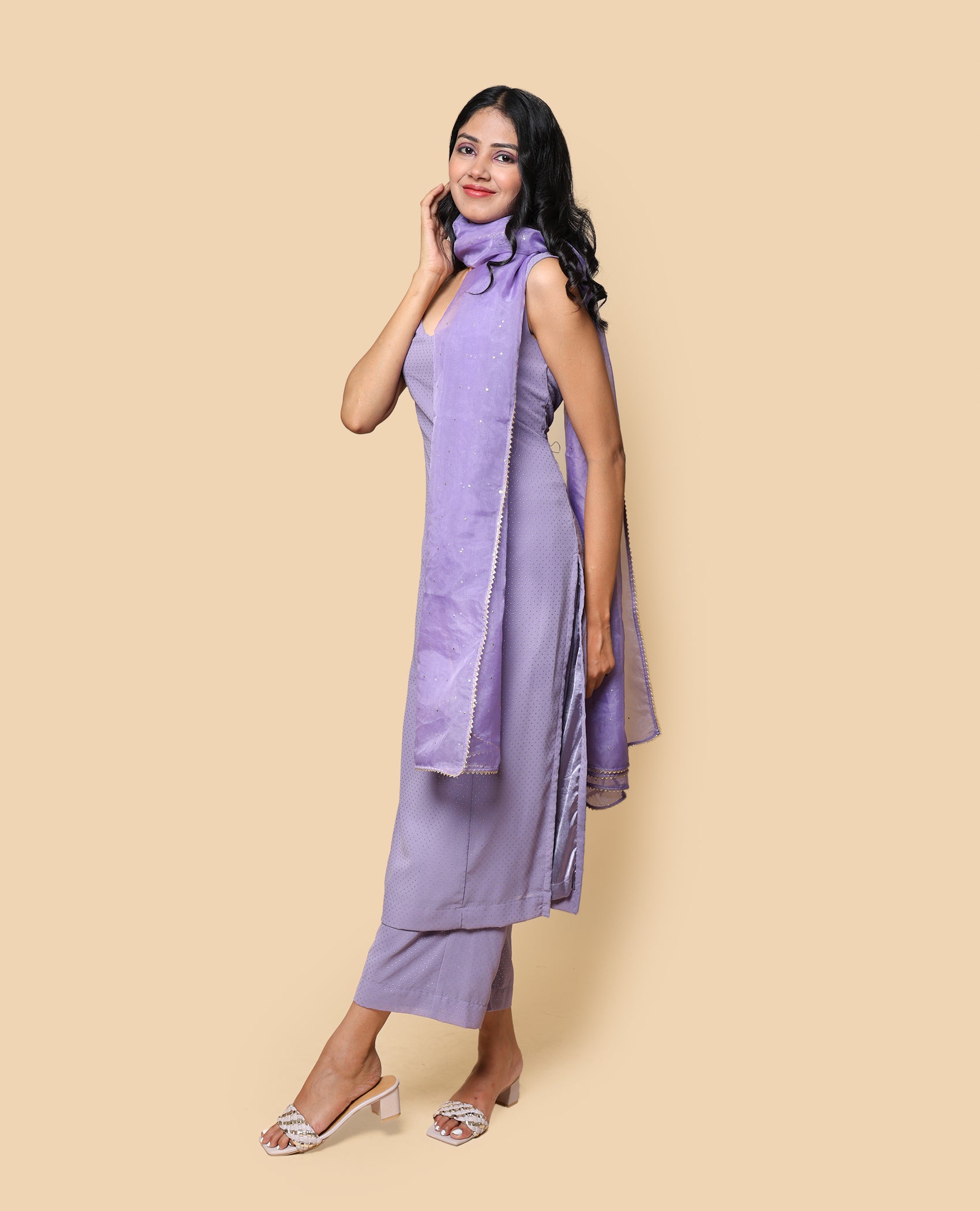 Kellpar Cut Sleeve Kurti with Trouser and Dupatta Set