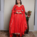 Kellpar Stunning Red Anarkali Suit Set