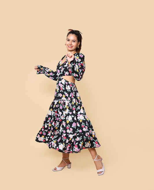 Kellpar Black Floral Maxi Dress