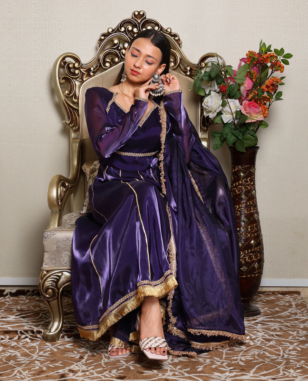 Kellpar Stunning Purple Anarkali Suit Set