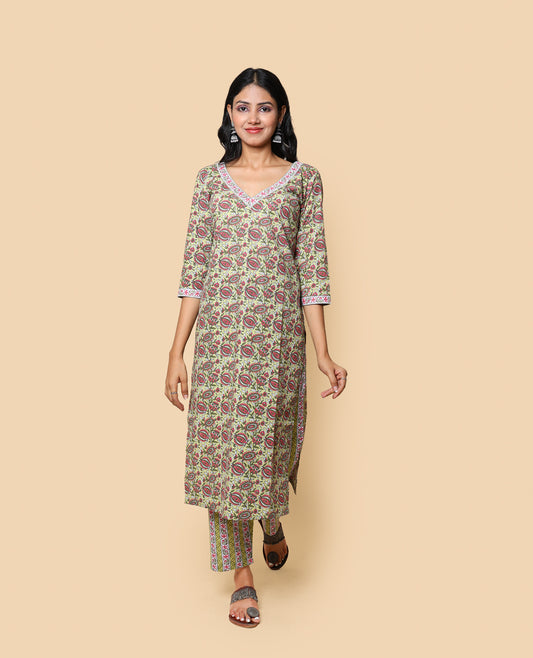 Kellpar Cotton Kurti Set with Pant and Dupatta