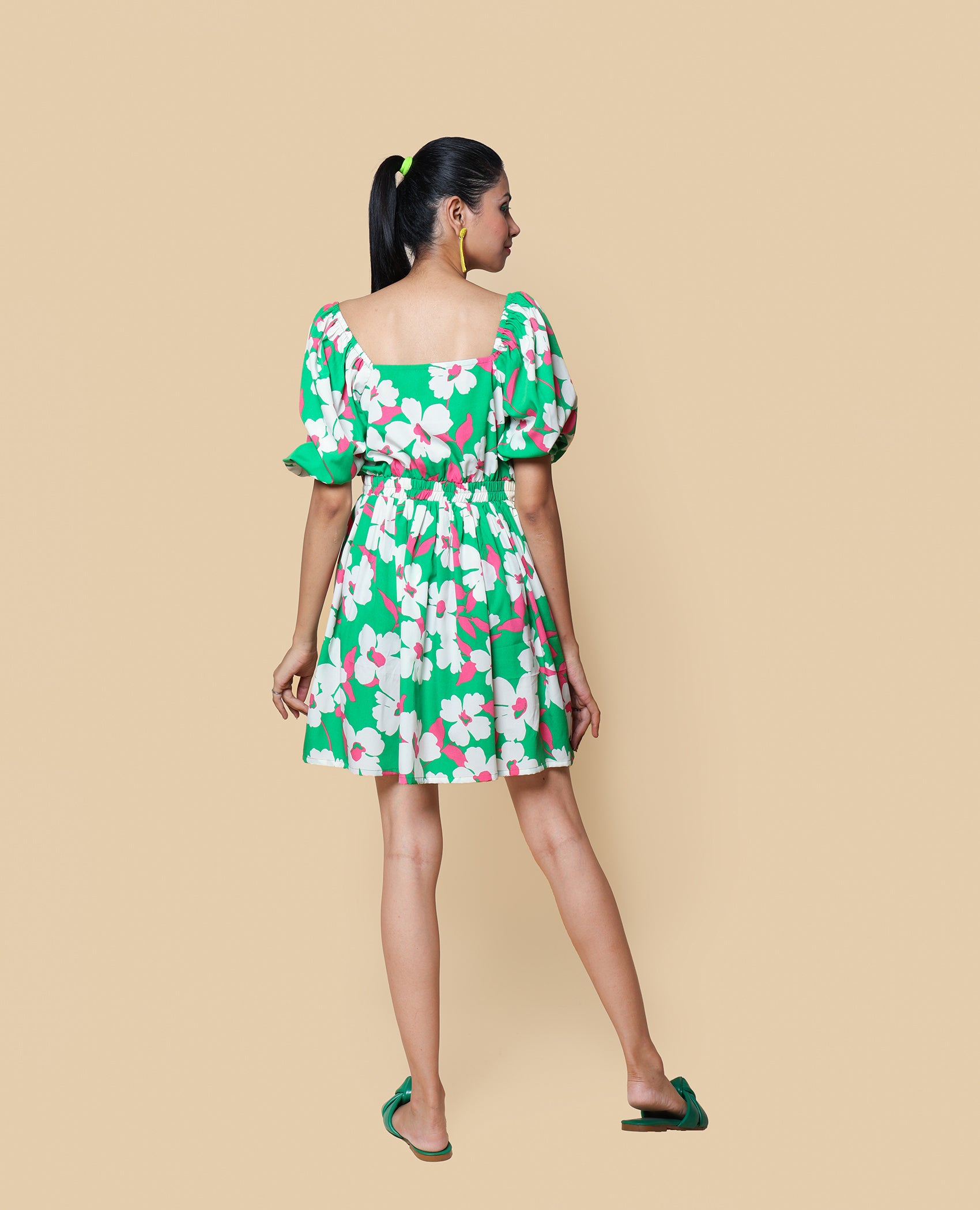 Kellpar Green floral midi dress