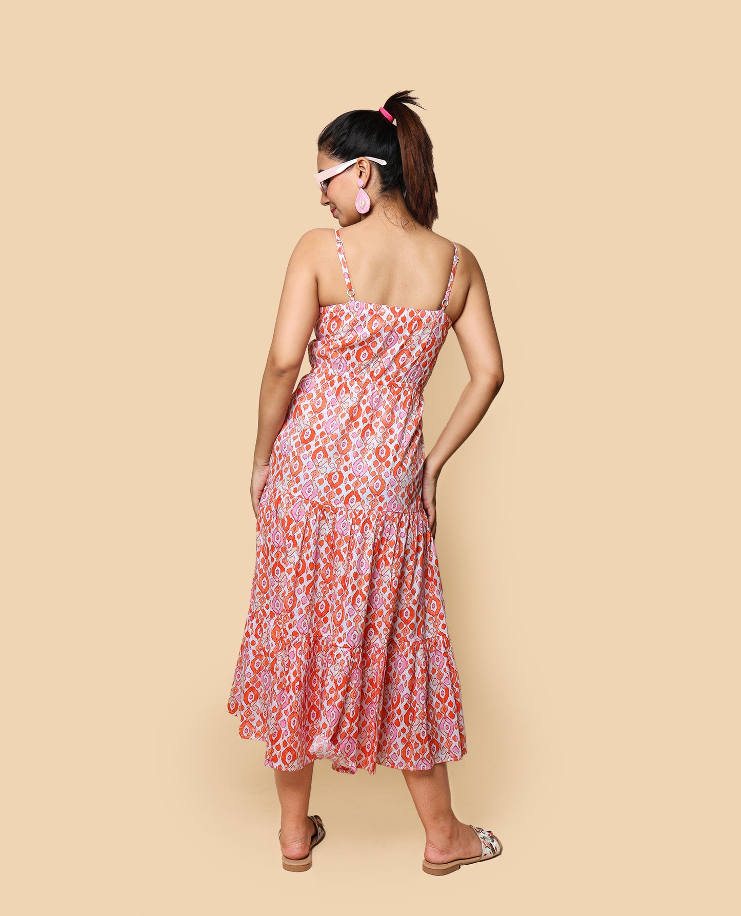 Kellpar Orange Tiered Dress