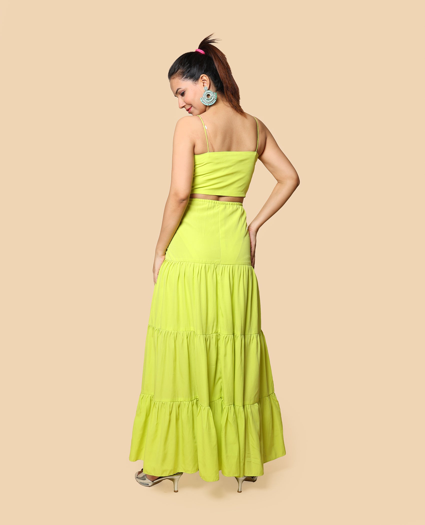 Kellpar Lime Green Color Maxi Vacay Dress