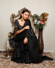 Kellpar Elegant Black Ruffle Saree