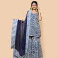 Kellpar  Blue Chiffon Sharara Set