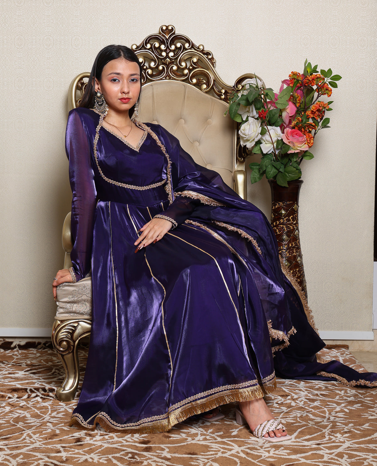 Kellpar Stunning Purple Anarkali Suit Set