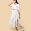 Kellpar Floral White Tiered Dress Without belt