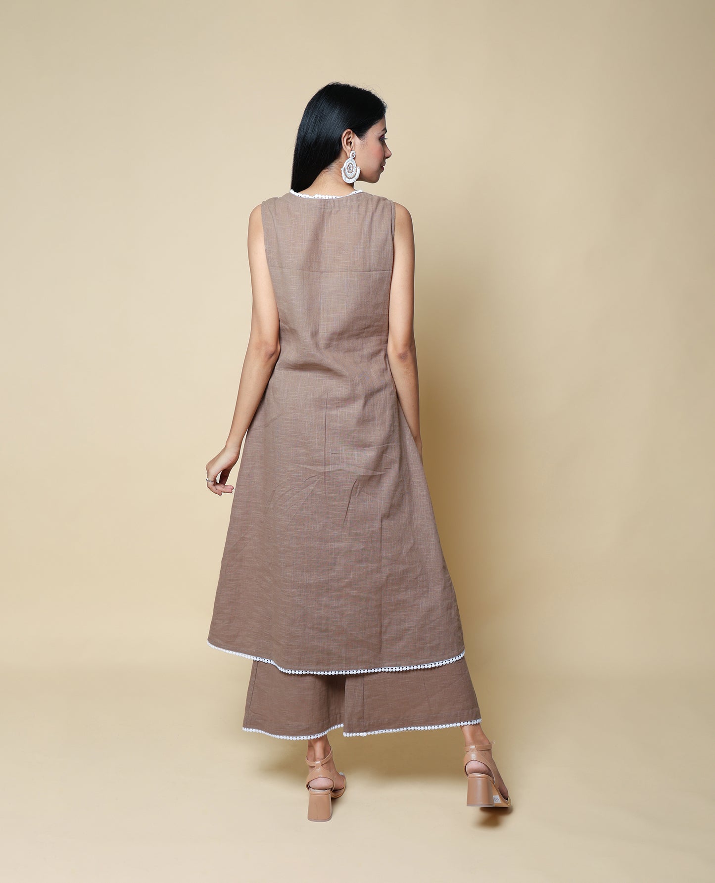 Kellpar Brown Cotton Kurti with Trousers