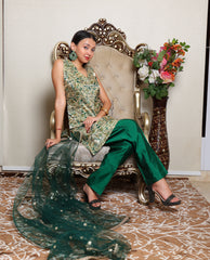 Kellpar Elegant Short Kurti with Pant Dupatta Set