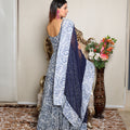 Kellpar Strap Navy Blue Gown With Dupatta