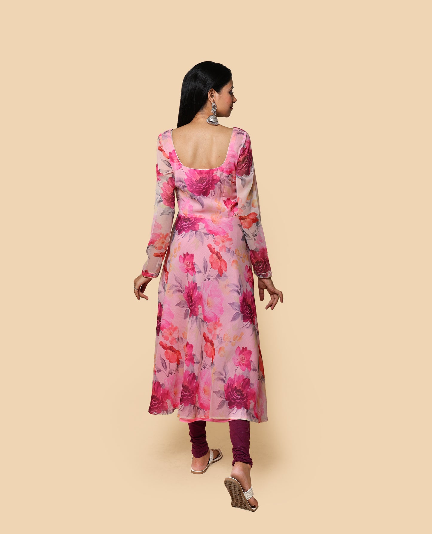 Kellpar Frock Style Floral Kurti with Churidar