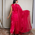 Kellpar Stunning Fuchsia Pink Patch Sharara Suit with Dupatta