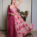 Kellpar Strap Floral Gown With Dupatta