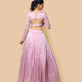 Kellpar  Shiny Pink Lehenga Set with Embroidery