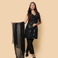 Kellpar  Sequins Embroidery Black Kurti Set